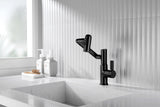 Lefton Rotatable Bathroom Faucet with Temperature Display (Batteries-Free), 3 Water Outlet Modes, Matte Black, BF2204-3