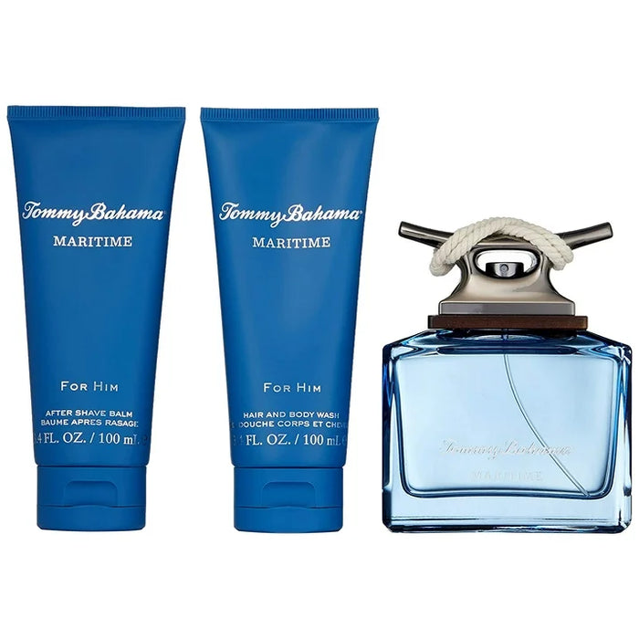 TOMMY BAHAMA Maritime EDT 2.5 3pc Set Mens Cologne Shave Balm Shower Gel