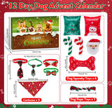 Dog Advent Calendar, 12 Day Countdown to Christmas Interactive Dog Toys Calendar with Dog Squeaky Toy Bow Tie and Dog Christmas Bandana for Small Medium Dog