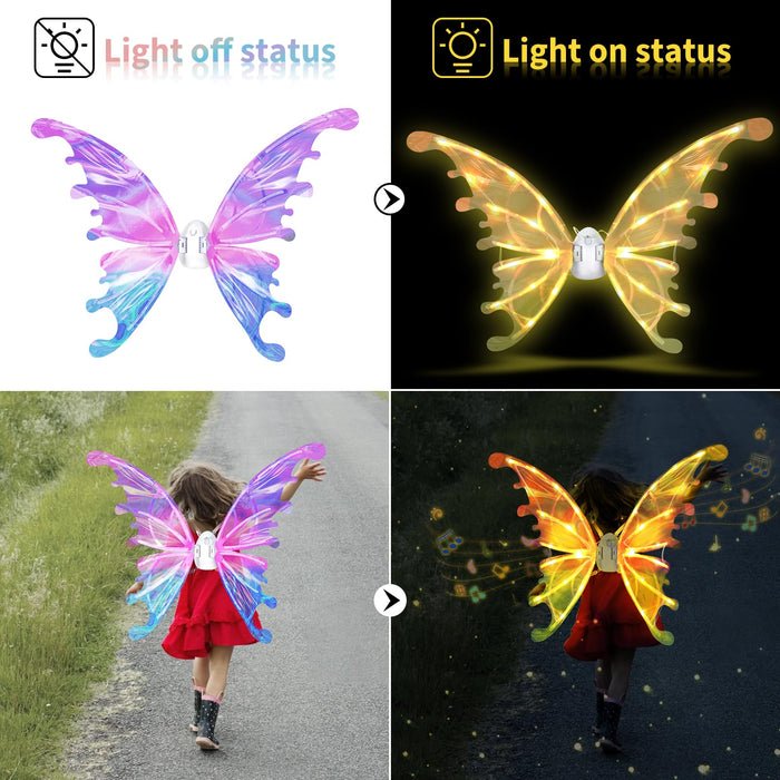 maysida Electric Fairy Wings for Girls, Light Up Moving Butterfly Wings with LED Lights and Music, Toy for Kids as Halloween Valentine Birthday Christmas Party Costume Princess Cosplay Dress Up Gift