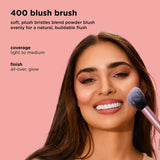 REAL TECHNIQUES Ultra Plush Blush Makeup Brush, For Loose, Cream, or Pressed Blush, Rosy Glow Cheeks, Aluminum Ferrules, Synthetic Cruely Free Bristles, Pink, 1 Count