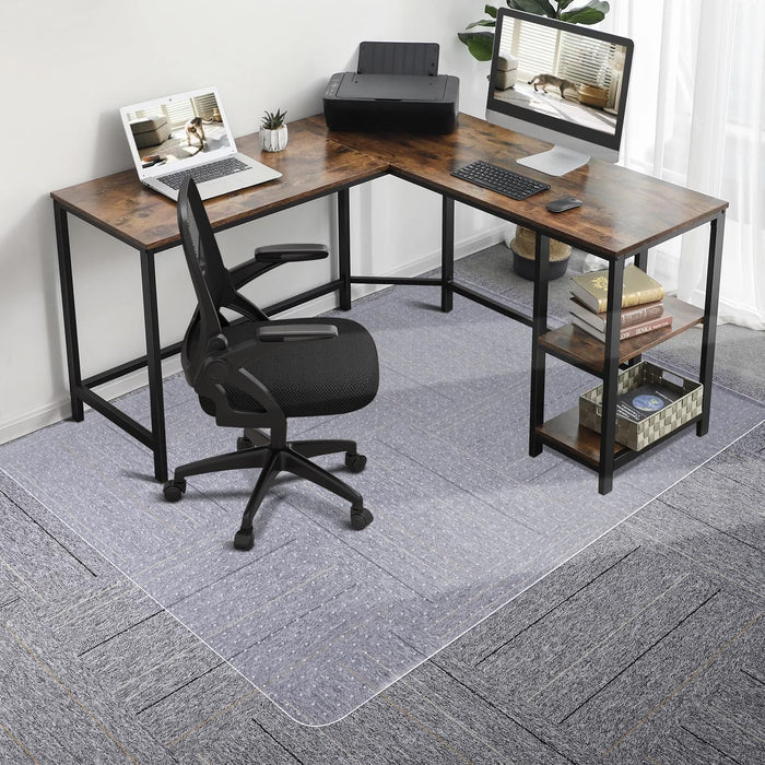 SALLOUS Clear Heavy Duty Chair Mat for Carpeted Floors - 48" x 36" Gaming and Rolling Desk Floor Mat With Grips for Home Office