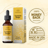 Turmeric Ginger Drops - Organic Turmeric Ginger w/Black Pepper Tincture - Turmeric Ginger Liquid Extract - Vegan Supplements - 2 fl oz