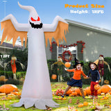 12 FT Giant Halloween Inflatable Ghost Outdoor Decorations, Huge Blow up Ghost, Built-in LED Fire Flame with Blinking Red Eyes, Scary Spooky Ghost Decor for Yard Garden Lawn Patio Home Holiday Party