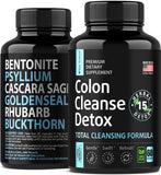 Colon Cleanse - 15 Day Gut Cleanse Detox - Bloating & Constipation Relief for Women & Men - Fiber Pill Bentonite Clay, Psyllium Husk - Toxin Rid, Heavy Metal Detox, Bowel Laxatives - 60 Capsules