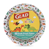 Glad for Kids 8 1/2-Inch Paper Plates | Small Round Paper Plates with Dinosaurs | Heavy Duty Disposable Soak Proof Microwavable Paper Plates, 8.5" Round Plates 120ct| Kids Plates, Dinosaur Plates