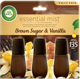 Air Wick Essential Mist Refill, 3ct, Brown Sugar & Vanilla, Fall Scent, Essential Oils, Air Freshener