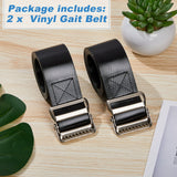 2 Pieces Vinyl Gait Belt Transfer Belt for Seniors 60 Inch Assist Device Gait Belt Safety Occupational Physical Therapy Gate Belt with Metal Buckle Handles for Elderly Pediatric Caregiver Nurse