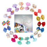 Disney 100th Anniversary Special Hair Accessory for Girls|18pc Disney Hair Bow Clips Featuring Favorite Characters with a String Bag Bow Holder with hanger. For all occasions & ages 3+