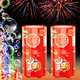 Ivtivfu Fireworks Bubble Machine (2PCS 13 Holes), Automatic Fireworks Bubble Maker with Lights and Closeable Sound for Kids, Chinese New Year, Christmas, Party, 4th of July