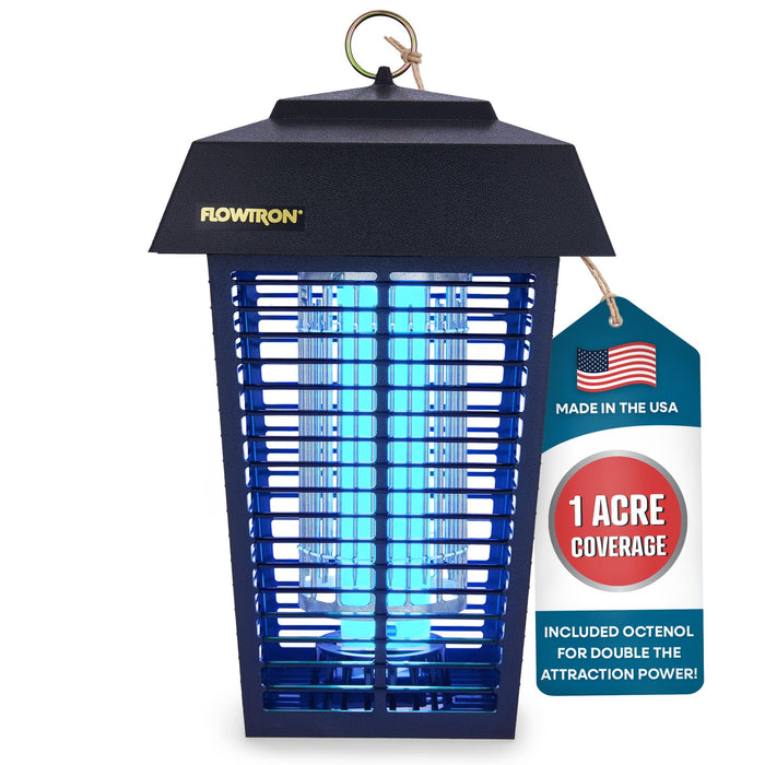 Flowtron Electric Bug Zapper 1 Acre Outdoor Insect Control with Dual Lure Method, 40W UV Light & Octenol Attractant for Fly & Mosquito, 5600V Kill Grid, Made in USA, UL Certified