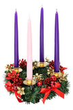 Christmas Advent Wreath - Red Berry Centerpiece With Advent Candles - X-mas Candle Decorations