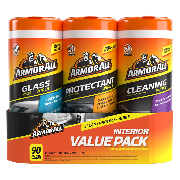Armor All Car Cleaning Wipes, 90 Ct - Interior, Protectant & Glass Wipes