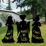 Hocus Pocus Halloween Decorations Outdoor: 3 Extra Large Black Hocus Pocus Witches, Halloween Silhouette Yard Signs with Stakes, Thick Corrugated Plastic, Outside Yard Lawn Decor for Kids Home Party