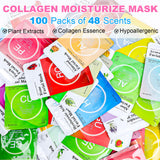 VESPRO 100 Pack Collagen Essence Sheet Facial Masks, Face Masks Skincare, Hydrating Face Masks, For All Skin Types, Moisturizing and Soothing, Natural Skin Care Spa Face Mask