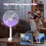 Swift Catch Electric Fly Swatter, Bug Zapper, Flies Killer, Rechargeable Mosquito Killer with Purple Mosquito Light, Base, Digital Display for Indoor Outdoor Home Office Backyard Patio Camping