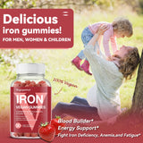 Iron Gummies Supplements for Women & Kids - Multivitamin with Iron for Blood Builder, Great Tasting Iron Gummy Vitamins with Vitamin C for Max Absorption - Vegan Iron Chewable, Strawberry 90 Count