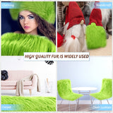 Faux Fur Fabric Christmas Fluffy Fuzzy Craft Shaggy Synthetic Plush Patch Sewing Fur Cuts for DIY Halloween Winter Costume Gnome Beard Miniature Dolls Costume Rugs Mats (Green,60 x 18 Inch)