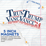 (2 Pack) Trump Vance 2024 Magnets - Trump for President 2024-2024 Election - 5 Inches On Longest Side - Premium Magnet - for Cars, Trucks, Skateboards, Laptops - Made in USA - TM003