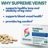 Elements Supreme Veins, 60 Tablets (30 Day Supply), Advanced Vascular Support Supplement, Supports Healthy Circulation and Elasticity in Leg Veins, Gluten Free, Non-GMO Certified