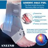 SNEINO Ankle Brace for Women & Men - Ankle Brace for Sprained Ankle, Adjustable Lace Up Ankle Brace for Running, Basketball, Volleyball, Ankle Support Brace for Sprain, Injury Recovery, Grey-Large