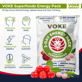 Voke Energy Tablets - Rapid Focus Superfood Chewable Tablets, Pocket Portable, Resealable Packaging, Vitamin C, Supports Focus Memory Concentration Clear Thinking and Good Mood. 60 Count (Pack of 10)