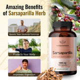 HERBAMAMA Sarsaparilla Root Capsules - Organic Sarsaparilla Root Powder Pills - Smilax Medica Herb Supplement - 1000mg, 100 Caps