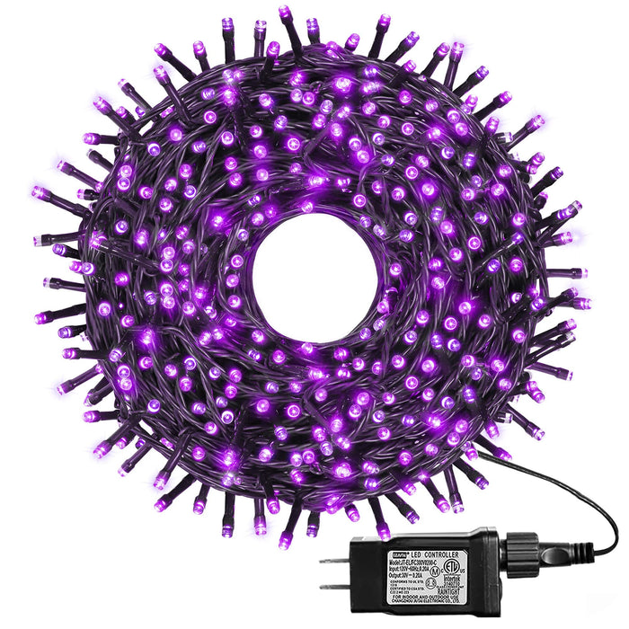 kemooie 500 LED Purple Halloween Lights, 164FT 8 Twinkle Modes Plug in Lights, Waterproof Extra Long String Lights for Outdoor Indoor Tree Wedding Party Garden Halloween Christmas Decorations (Purple)