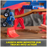 Monster Jam, Supercharge Speedway Playset, Megalodon and El Toro Loco Die-Cast Monster Trucks, Light Up World Finals Track Kids Toys for Boys Ages 3+