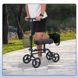 WINLOVE Black Steerable Knee Walker Roller Scooter with Basket Dual Braking System for Angle and Injured Foot Broken Economy Mobility