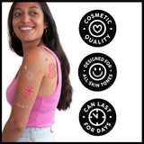 BIC BodyMark Festival Pack - Deluxe Body Markers, Premium Temporary Tattoo Markers for Skin, Long Lasting Temporary Tattoos, Custom Tattoo Kit with 4ct Markers & 4ct Stencils