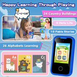 Kids Smart Phone for Boys, Christmas Birthday Gifts for Boy Girl Age 3-10 Kids Toys Cell Phone, 2.8" Touchscreen Toddler Learning Play Toy Phone with Dual Camera, Game, Music Player, 8G SD Card (Blue)