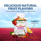 Zaytun Halal Vitamins for Kids Multivitamin Gummies, Naturally Sourced Vitamin A, C, D, E, B6, B12, Biotin - Vegetarian, No Gelatin, No Gluten, No Dairy, Non-GMO, 90 Fruit Flavored Gummies Made in USA
