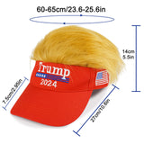 Trump Hat 2024 - Trump Hat with Hair, Embroidery Adjustable Baseball Cap Red