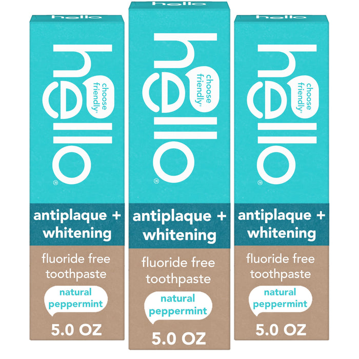 Hello Antiplaque and Whitening Fluoride Free Toothpaste, 3 Pack, 5 oz