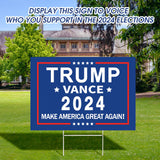 Trump JD Vance 2024 Yard Sign,17×11.8 Inch Take America Great Again Yard Signs With H Stake Double Sided For President Donald Trump Republican Conservative Blue