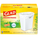 Glad Trash Bags, Medium Kitchen Drawstring Garbage Bags 8 Gallon White Trash Bag, Gain Original Scent (Package May Vary), Fresh, 80 Count