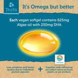 Testa Omega 3 Supplement - 250mg DHA from Algae Oil - Vegan Omega 3 - Supports Brain, Eye & Joint Health - Not from Fish, Pure Algae Capsules - Two Months Supply