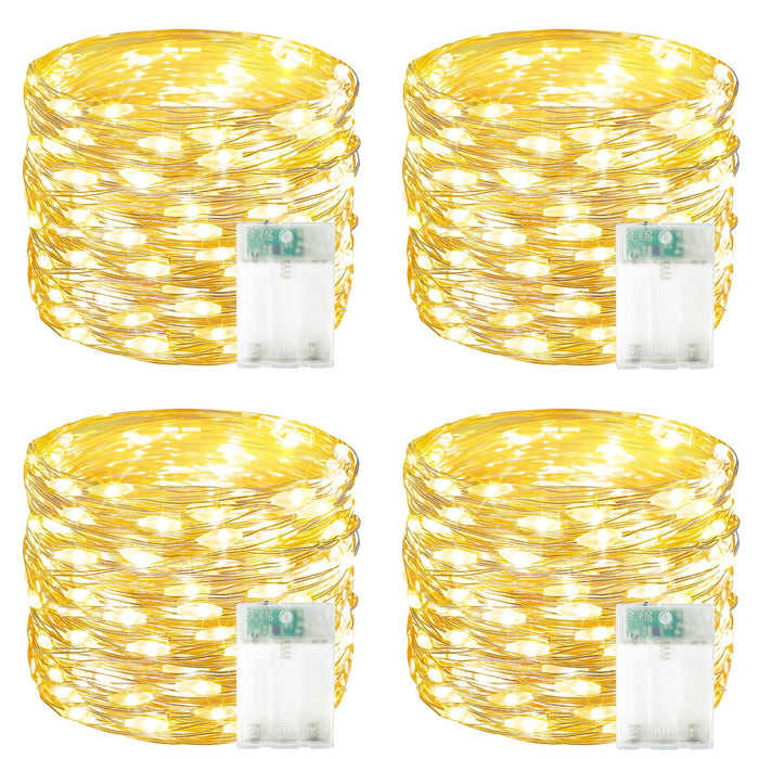 4 Pack 60 LED Fairy Lights Battery Operated with Timer, 20 FT String Lights