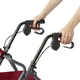 Medline Rollator Walker with Seat and Wheels, Durable Steel Frame Supports up to 300 lbs, 6 inch Wheels, Red