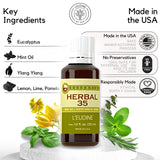 L'eudine Herbal 35 Essential Oil, Soothing and Calming Eucalyptus Essential Oil, Powerful Blend of up 35 Essential Oils for Aromatherapy & Wellness Support - 1fl oz