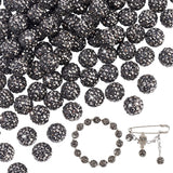 PH PandaHall 100pcs Rhinestone Clay Beads, 10mm Pave Disco Ball Clay Beads Polymer Clay Ball Beads Rhinestones Crystal Diamond Beads for Bracelet Necklace Earring Jewelry Making Christmas, Hematite