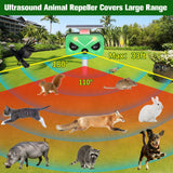 2024 New Ultrasonic Animal Repeller, 4 Modes Outdoor Solar Powered Animal Repeller with Motion Sensor & Flashing Light for Dogs、Cat、Bird、 Squirrels、Raccoon、Rabbit in Garden Yard Farm, IP66 Waterproof