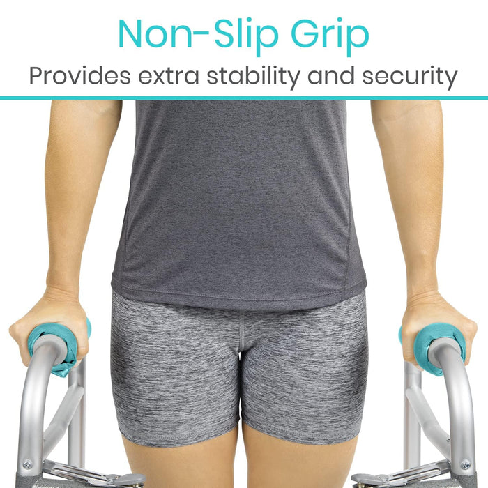 Vive Walker Handle Cushions - Padded Hand Covers - Soft Padding Medical Accessories for Folding Rolling Wheelchair, Rollator Handle, Senior, Elderly Grippers - Foam Crutch Pads Grips - Mobility Aid (Teal)