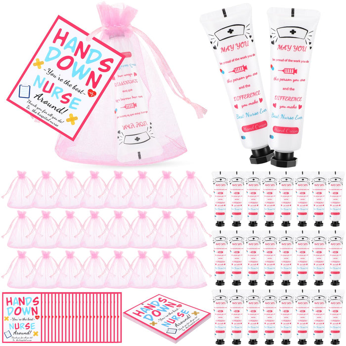 Leelosp 72 Pcs Nurse Appreciation Gifts Set Include 24 Pcs Hand Cream Bulk 24 Pcs Nurse Cards 24 Organza Bags Thank You Gifts Nurse Week Gifts Nursing Student Gifts Medical Assistant