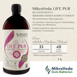 MikroVeda Life PUR 1L Enzyme Ferment Drink, 33 Bacterial Strains, Super Activated, High Cell Available, Bioavailable, Vegan, Raw, Certified Manufacturer