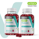 Probiotic Gummies for Women, Men & Teens, 2 Billion CFUs - Sugar Free - Immune Booster, Digestive Support, Gut Health - Vegan, Gelatin Free, GMO Free - Tasty Chewable Raspberry Flavored Gummy