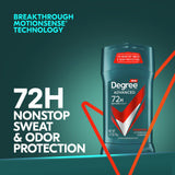 Degree Men Advanced Antiperspirant Deodorant 72H Sweat and Odor Protection Nonstop Claim: Deodorant For Men With MotionSense Technology 2.7 oz 4 Count