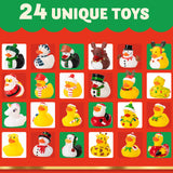 JOYIN Christmas 24 Days Advent Calendar 2024, 24 Rubber Ducks for Boys Girls Kids and Toddlers, Christmas Party Favor Gifts, Halloween Rubber Ducky Bath Toys, Kids Xmas Fun Ducks, Christmas Countdown