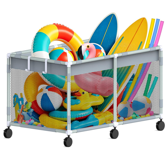 285 Gallon 69" Pool Float Storage – XXL Large Outdoor Pool Toy Storage Organizer for Pool Noodles, Toys, Floats, Equipment, Mesh Rolling Pool float Holder for Swimming Accessories, 69Lx33Wx35H Inch